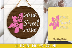 Lily Flower Welcome Sign SVG Bundle 5 - CraftNest - Digital Crafting and Art