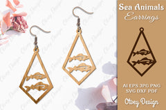 Sea Animals Earrings Laser Cut SVG Bundle 33 - CraftNest - Digital Crafting and Art