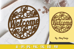 Lily Flower Welcome Sign SVG Bundle 1 - CraftNest - Digital Crafting and Art