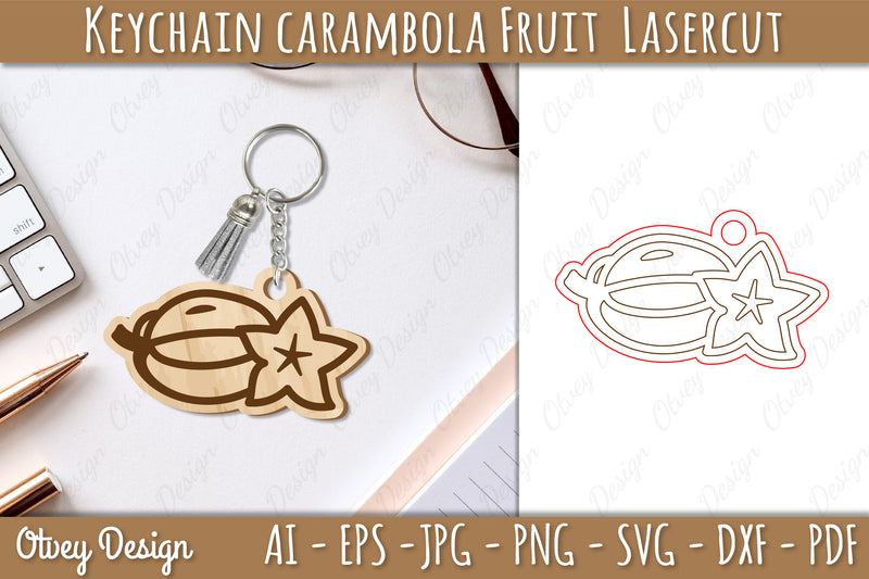 Keychain Carambola Fruit Lasercut SVG Bundle - CraftNest - Digital Crafting and Art