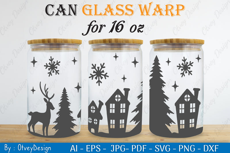 Christmas Deer Can Glass 16 OZ SVG Bundle 4 - CraftNest - Digital Crafting and Art