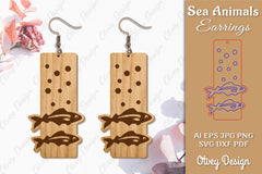 Sea Animals Earrings Laser Cut SVG Bundle 55 - CraftNest - Digital Crafting and Art