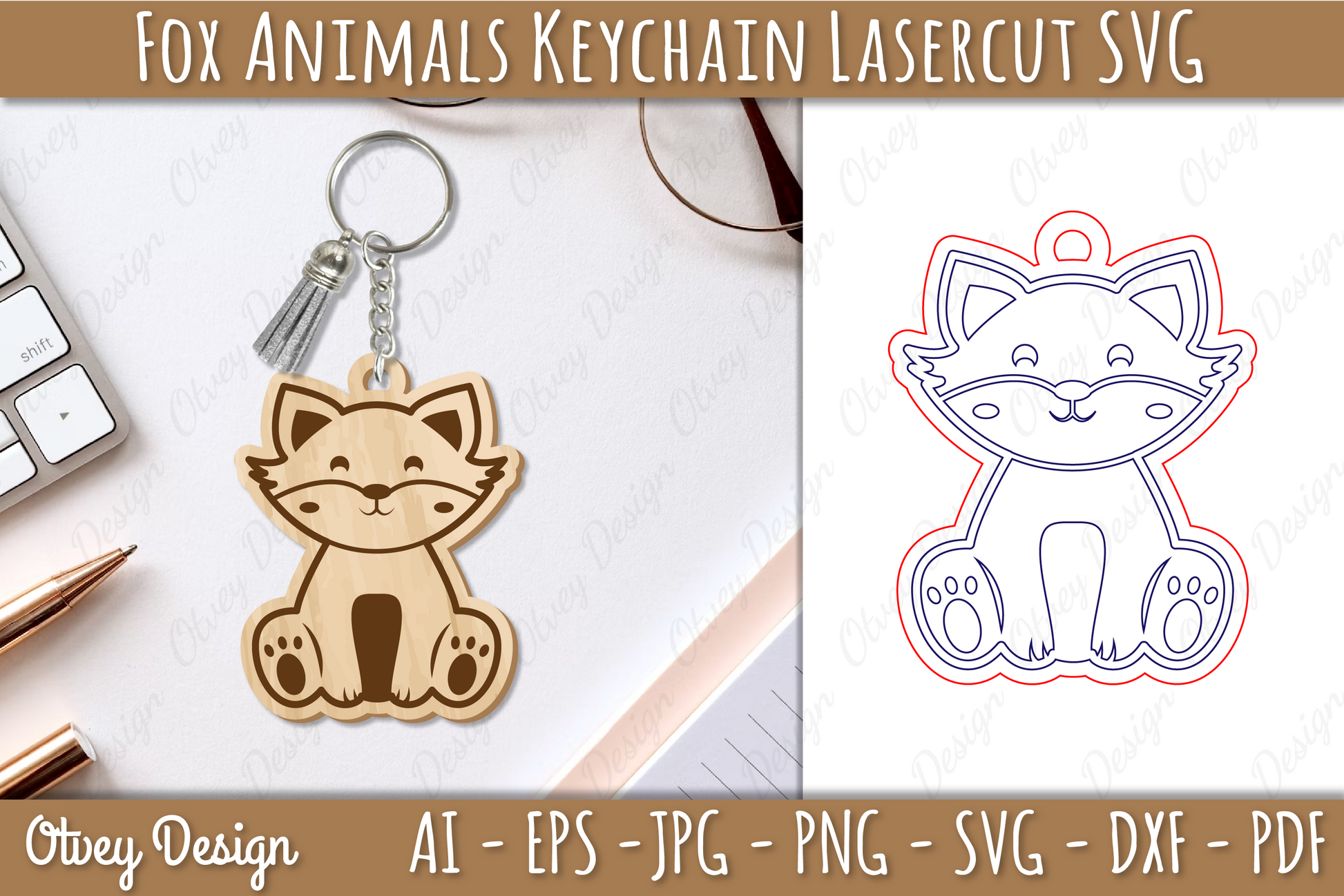 Fox Animal Keychain SVG Bundle 1 - CraftNest - Digital Crafting and Art