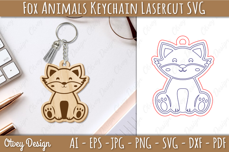 Fox Animal Keychain SVG Bundle 1 - CraftNest - Digital Crafting and Art