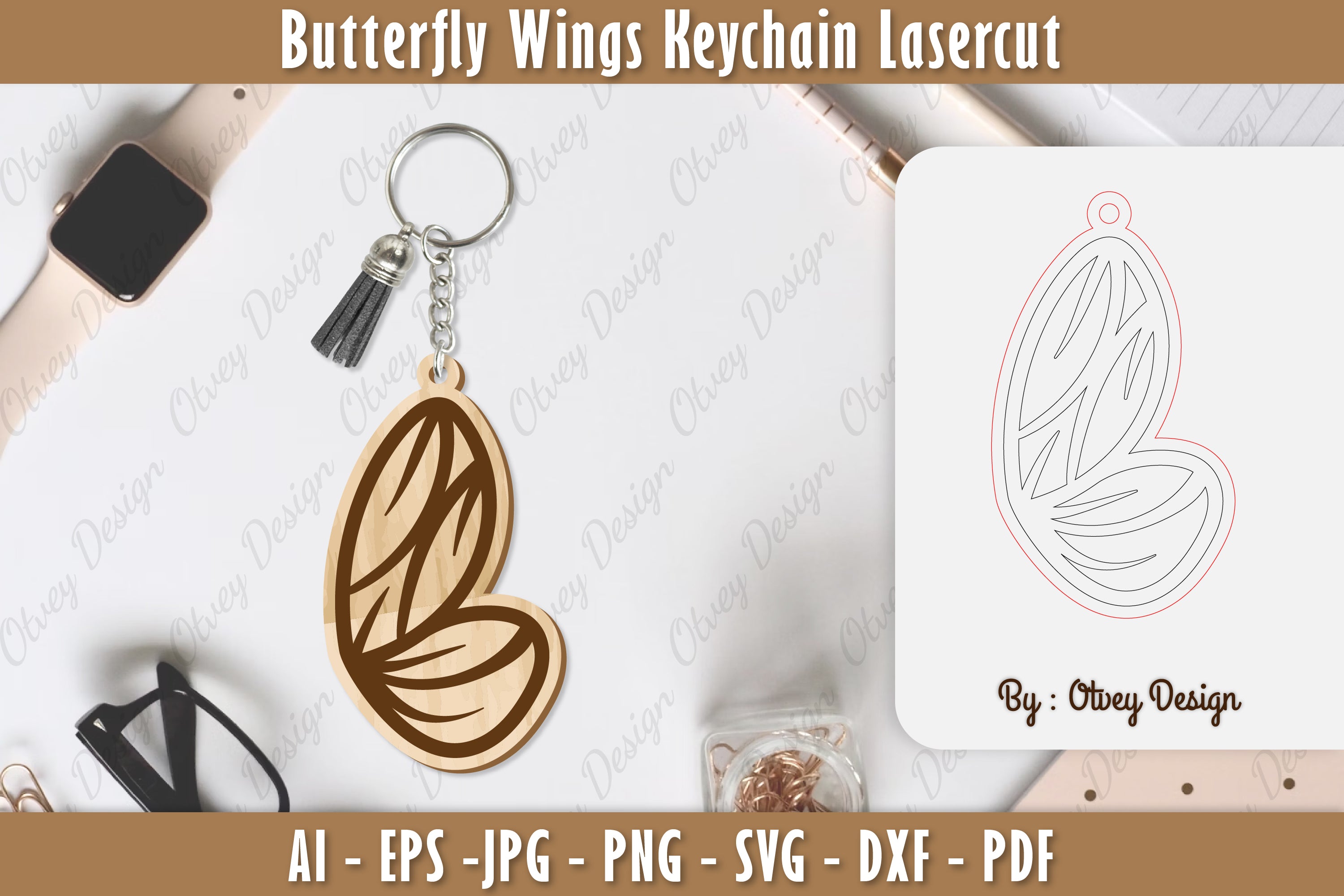 Butterfly Keychain Lasercut SVG Bundle 2 - CraftNest - Digital Crafting and Art