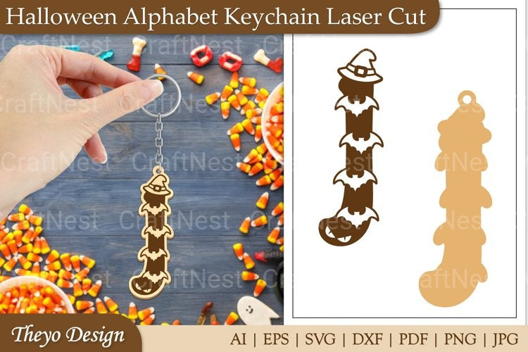 Halloween Keychain Alphabet SVG