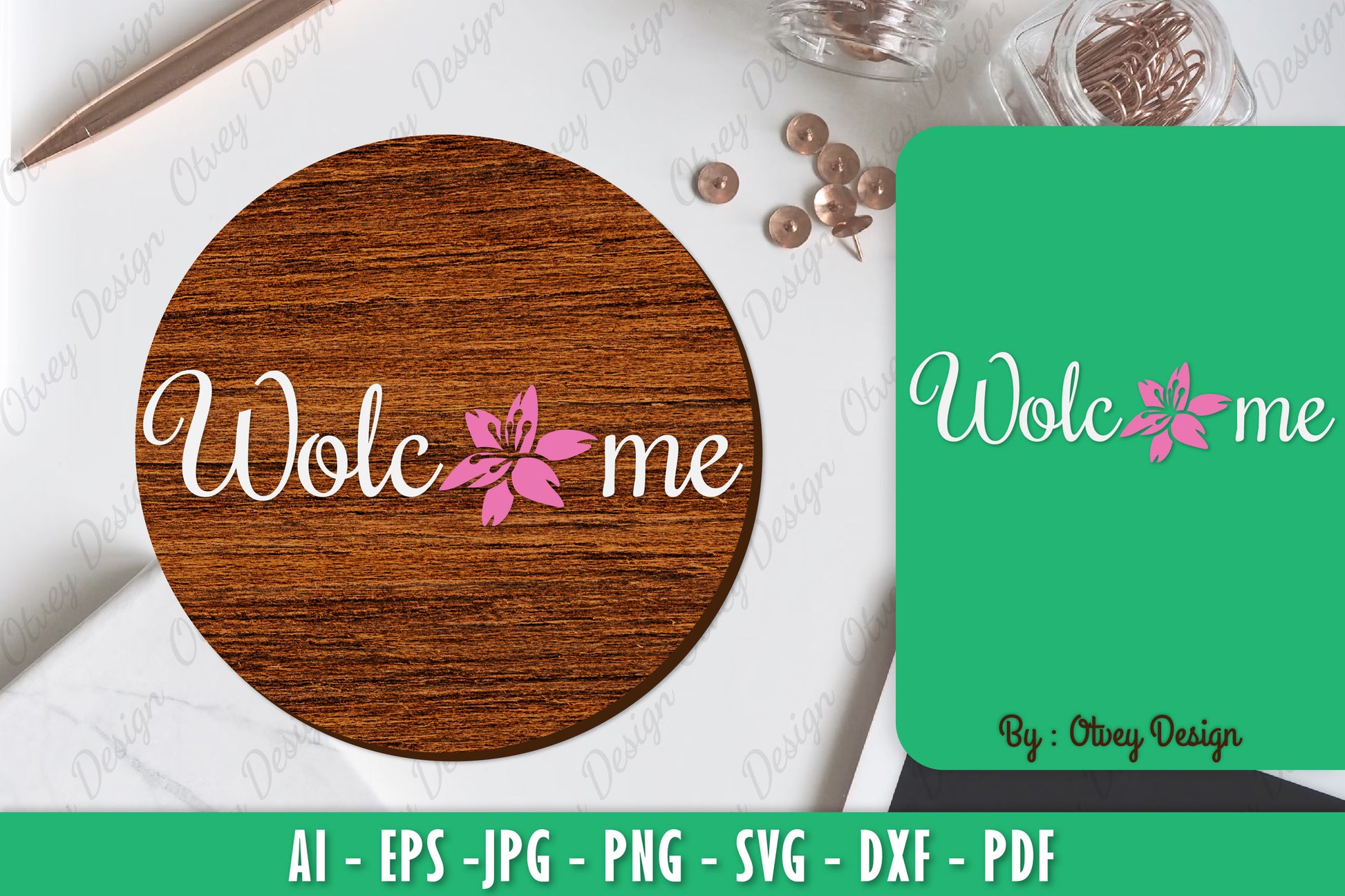 Lily Flower Welcome Sign SVG Bundle - CraftNest - Digital Crafting and Art