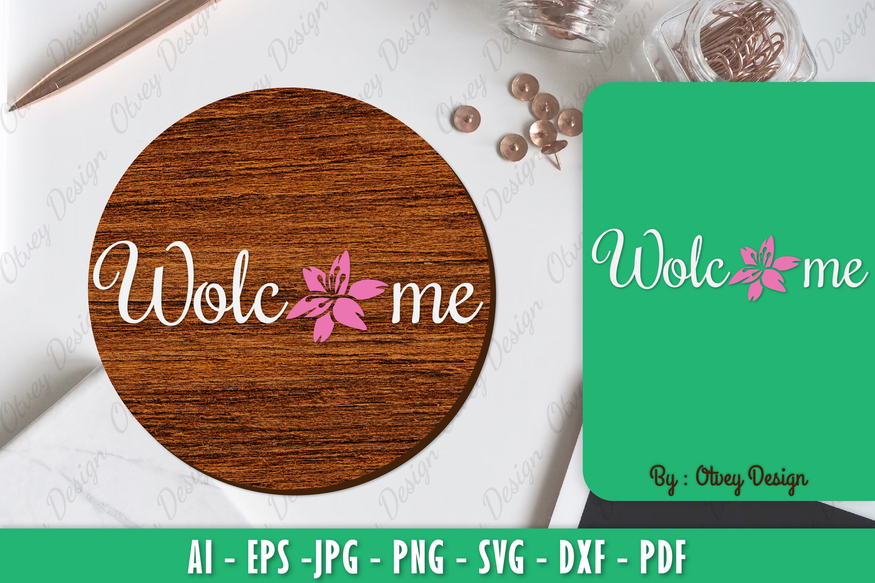 Lily Flower Welcome Sign SVG Bundle - CraftNest - Digital Crafting and Art