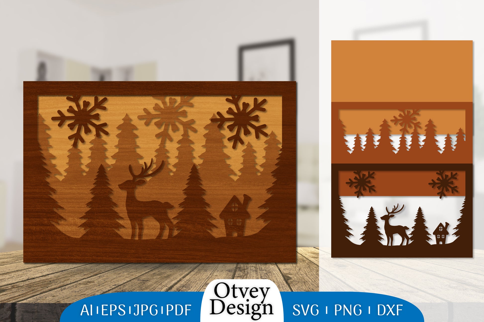 Christmas Deer Layered Lasercut SVG Bundle 2 - CraftNest - Digital Crafting and Art