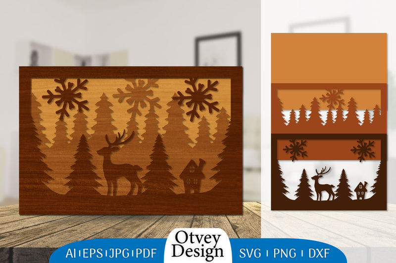 Christmas Deer Layered Lasercut SVG Bundle 2 - CraftNest - Digital Crafting and Art