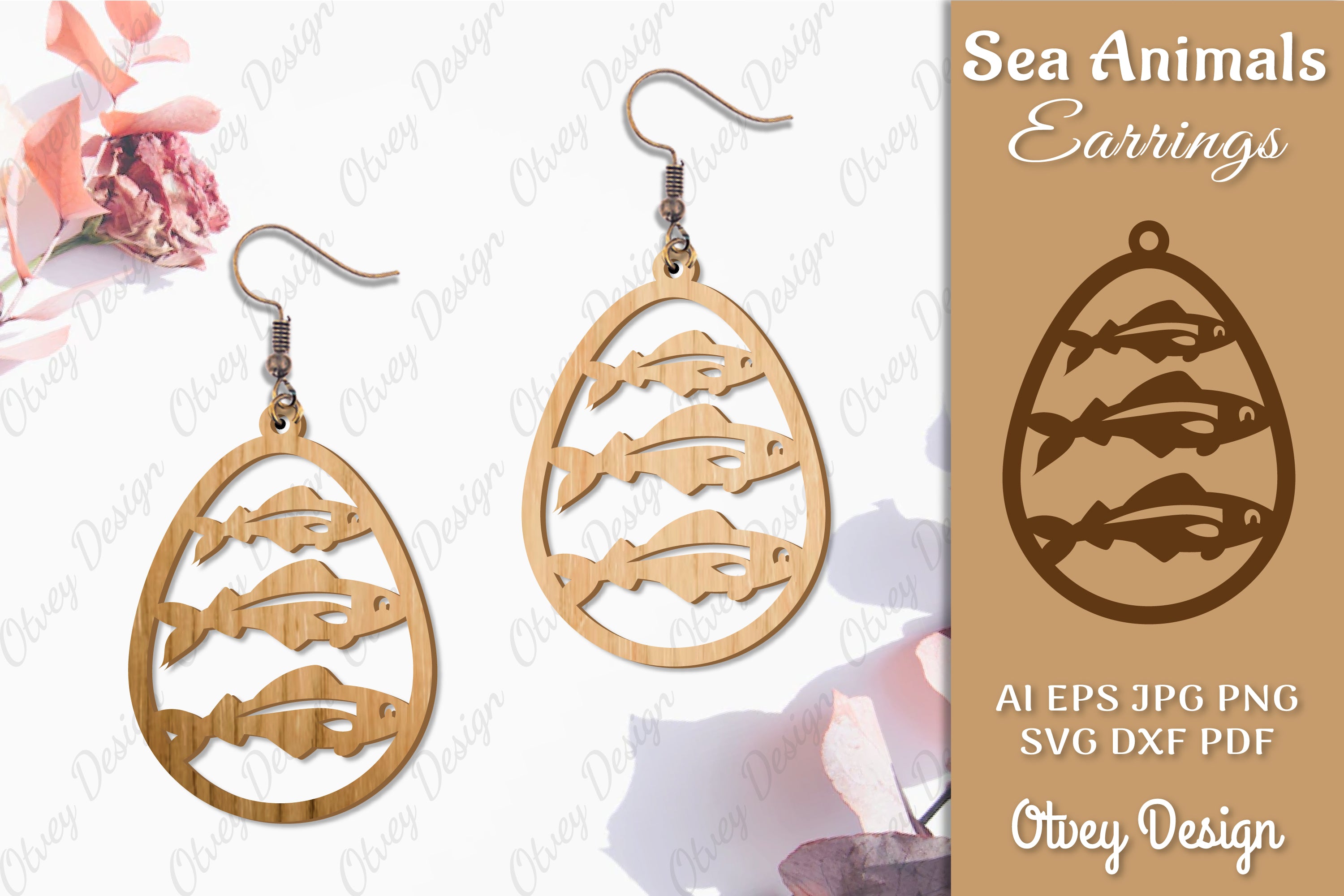 Sea Animals Earrings Laser Cut SVG Bundle 44 - CraftNest - Digital Crafting and Art