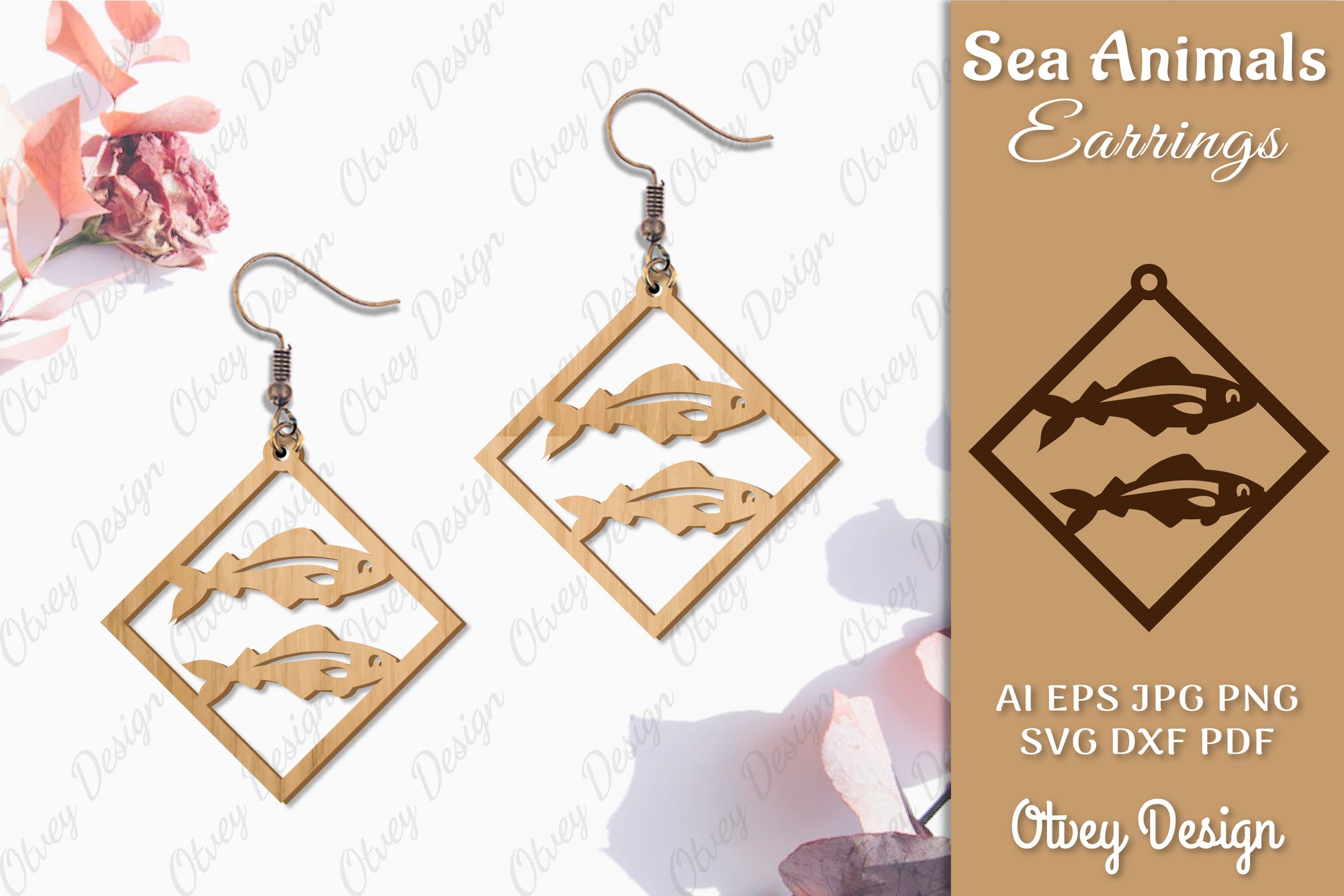Sea Animals Earrings Laser Cut SVG Bundle 21 - CraftNest - Digital Crafting and Art