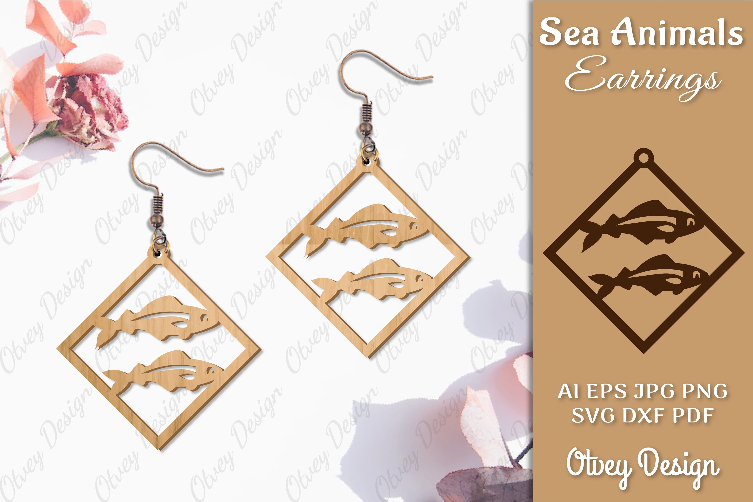 Sea Animals Earrings Laser Cut SVG Bundle 21 - CraftNest - Digital Crafting and Art
