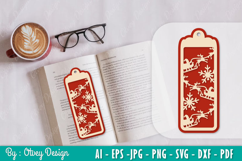 Santa Sleigh Bookmark SVG Bundle 2 - CraftNest - Digital Crafting and Art