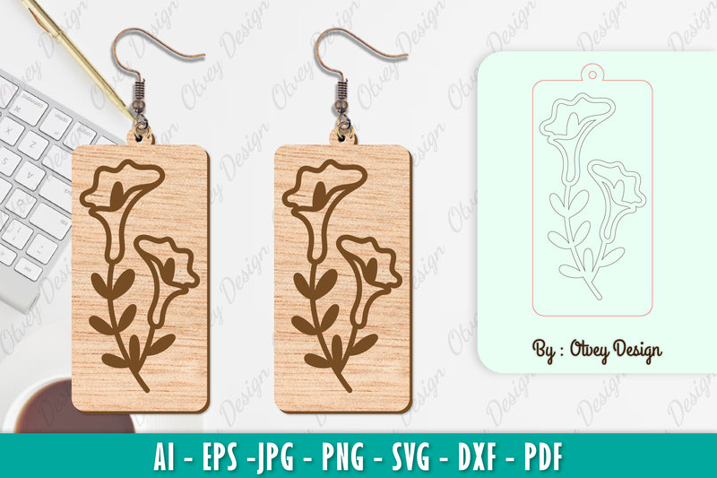 Flower Earring SVG Bundle 26 - CraftNest - Digital Crafting and Art