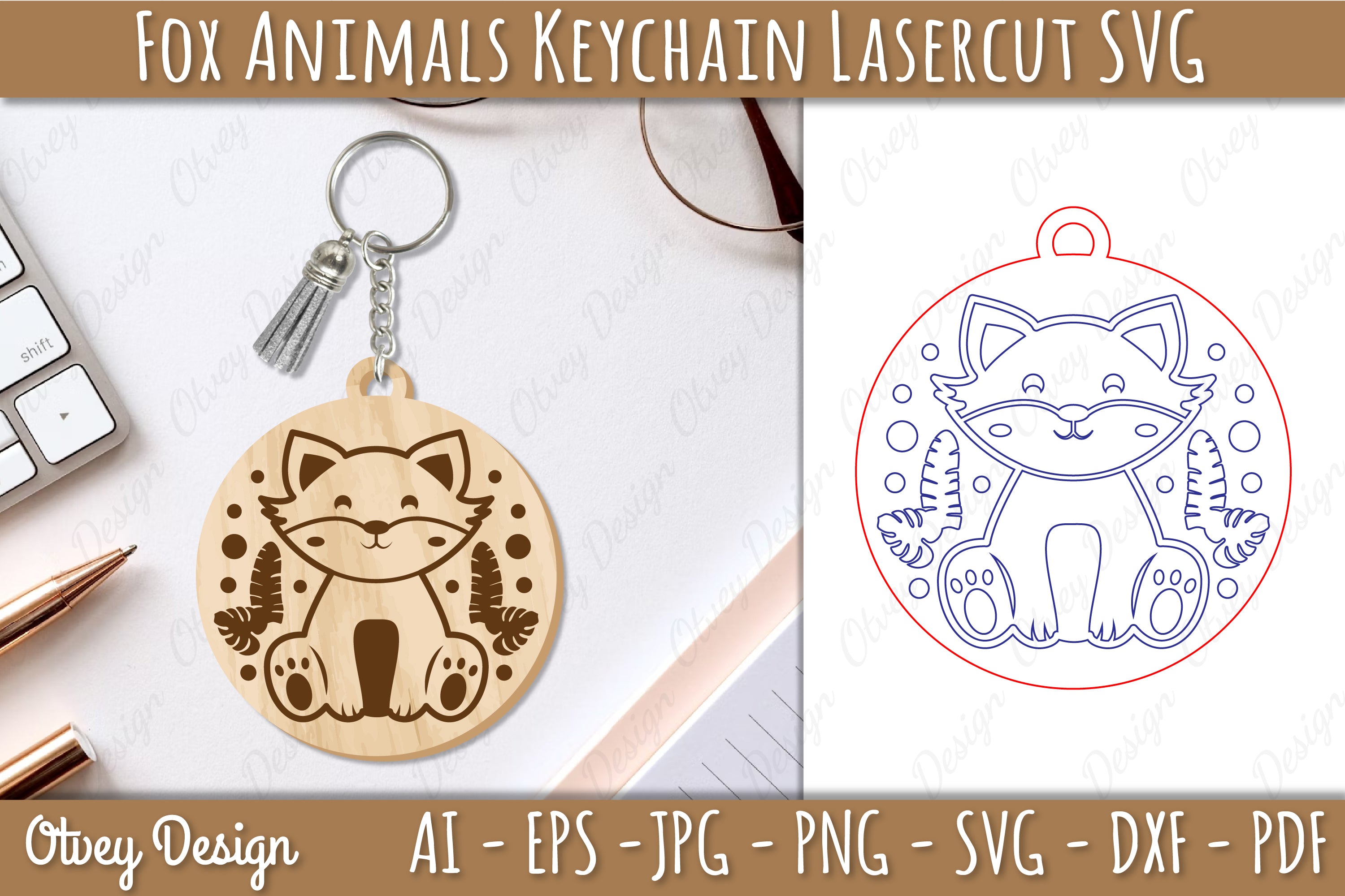 Fox Animal Keychain SVG Bundle - CraftNest - Digital Crafting and Art