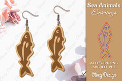 Sea Animals Earrings Laser Cut SVG Bundle 1 - CraftNest - Digital Crafting and Art