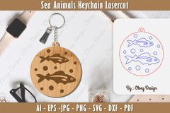 Keychain Sea Animals Laser Cut SVG Bundle 14 - CraftNest - Digital Crafting and Art