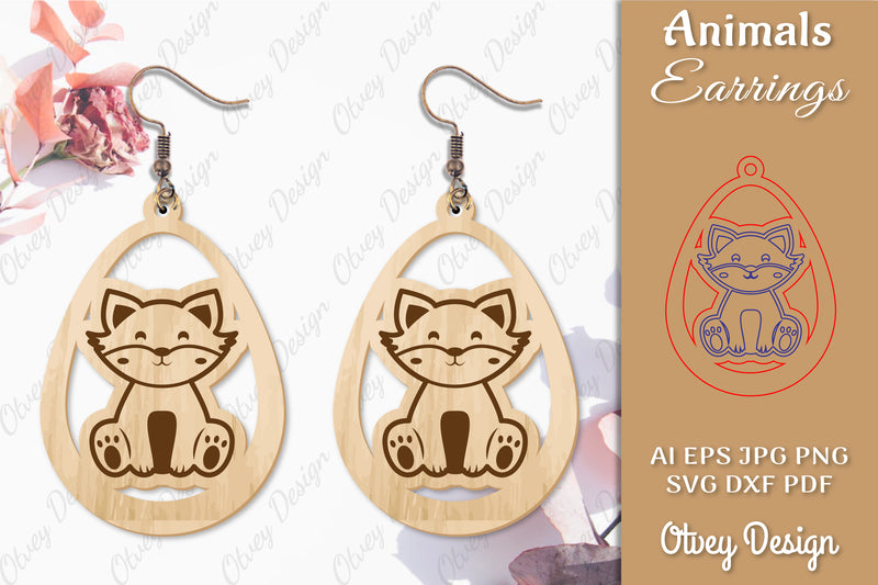 Fox Animal Earrings Lasercut SVG Bundle - CraftNest - Digital Crafting and Art