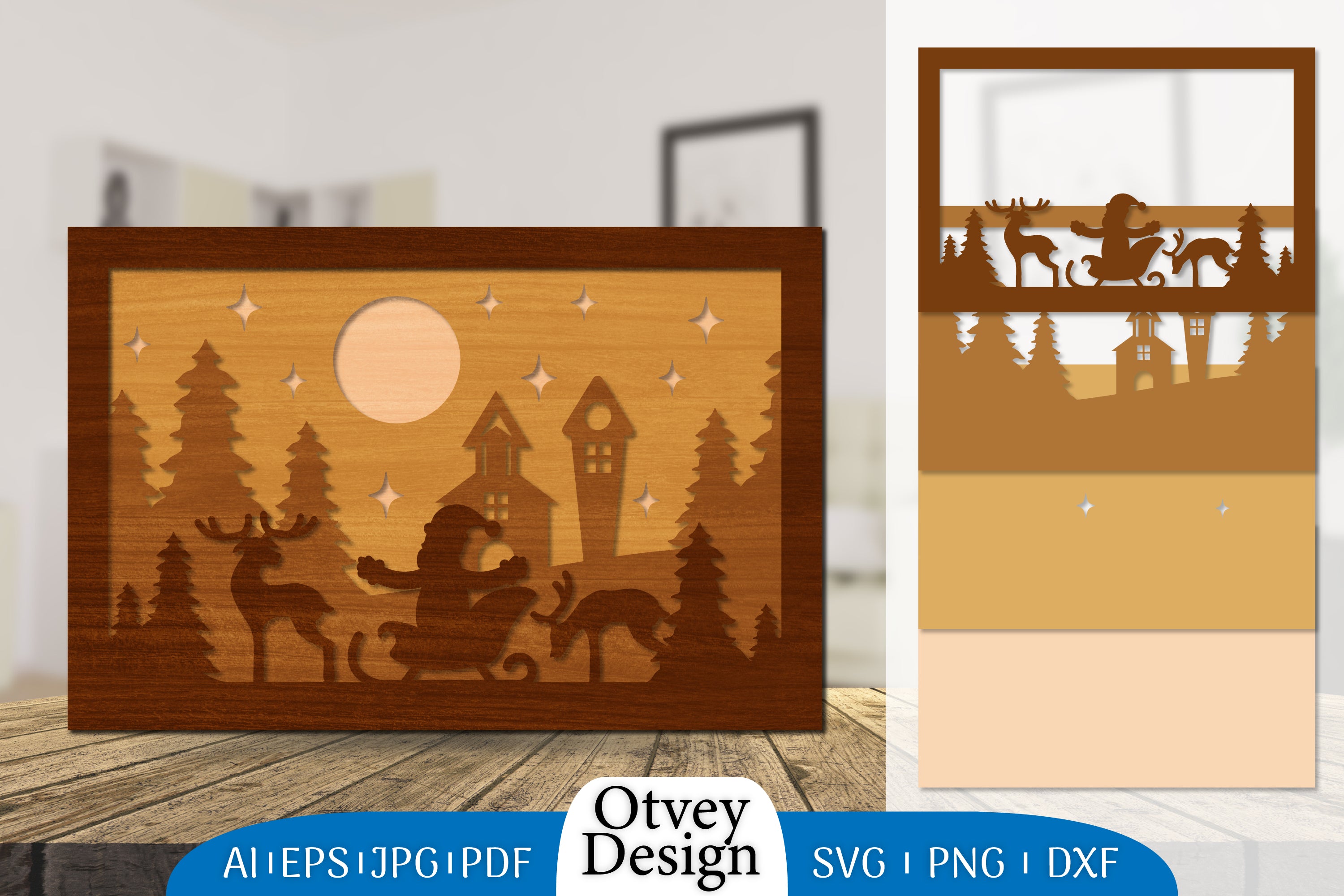 Christmas Santa Sleigh Lasercut SVG Bundle 2 - CraftNest - Digital Crafting and Art
