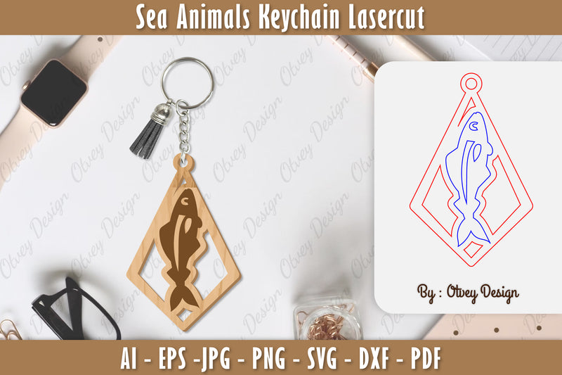 Keychain Sea Animals Laser Cut SVG Bundle 26 - CraftNest - Digital Crafting and Art