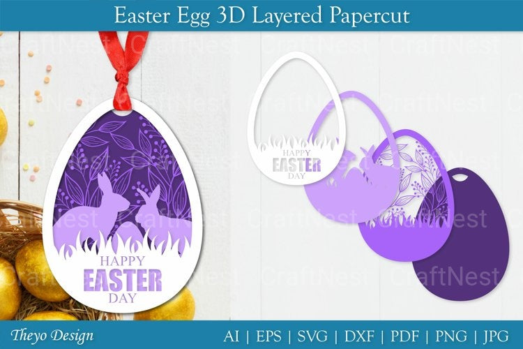Easter Egg Layered Papercut SVG Bundle