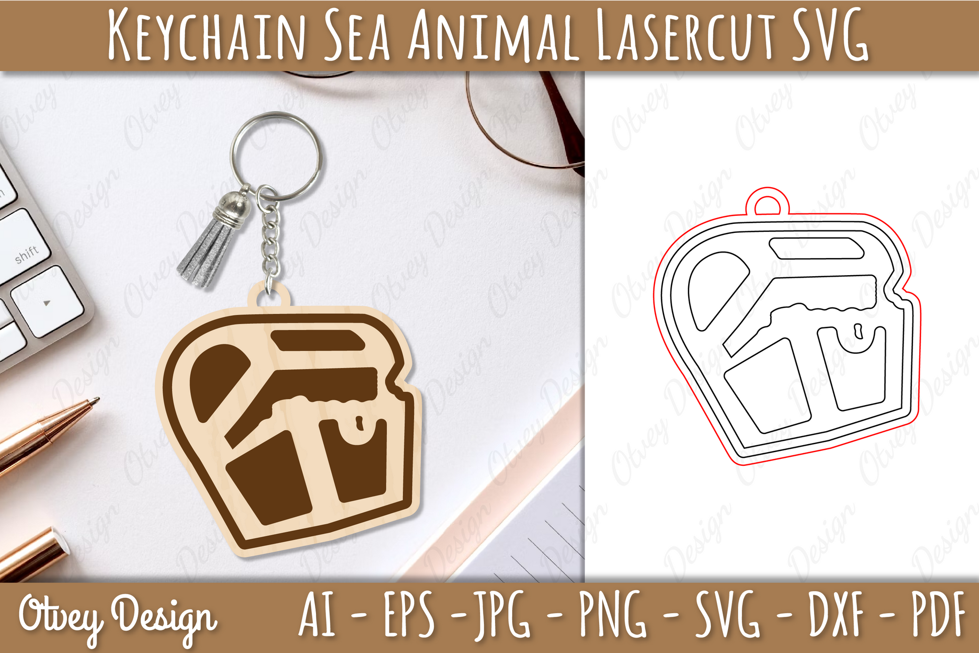 Keychain Sea Animal Lasercut SVG Bundle 2 - CraftNest - Digital Crafting and Art