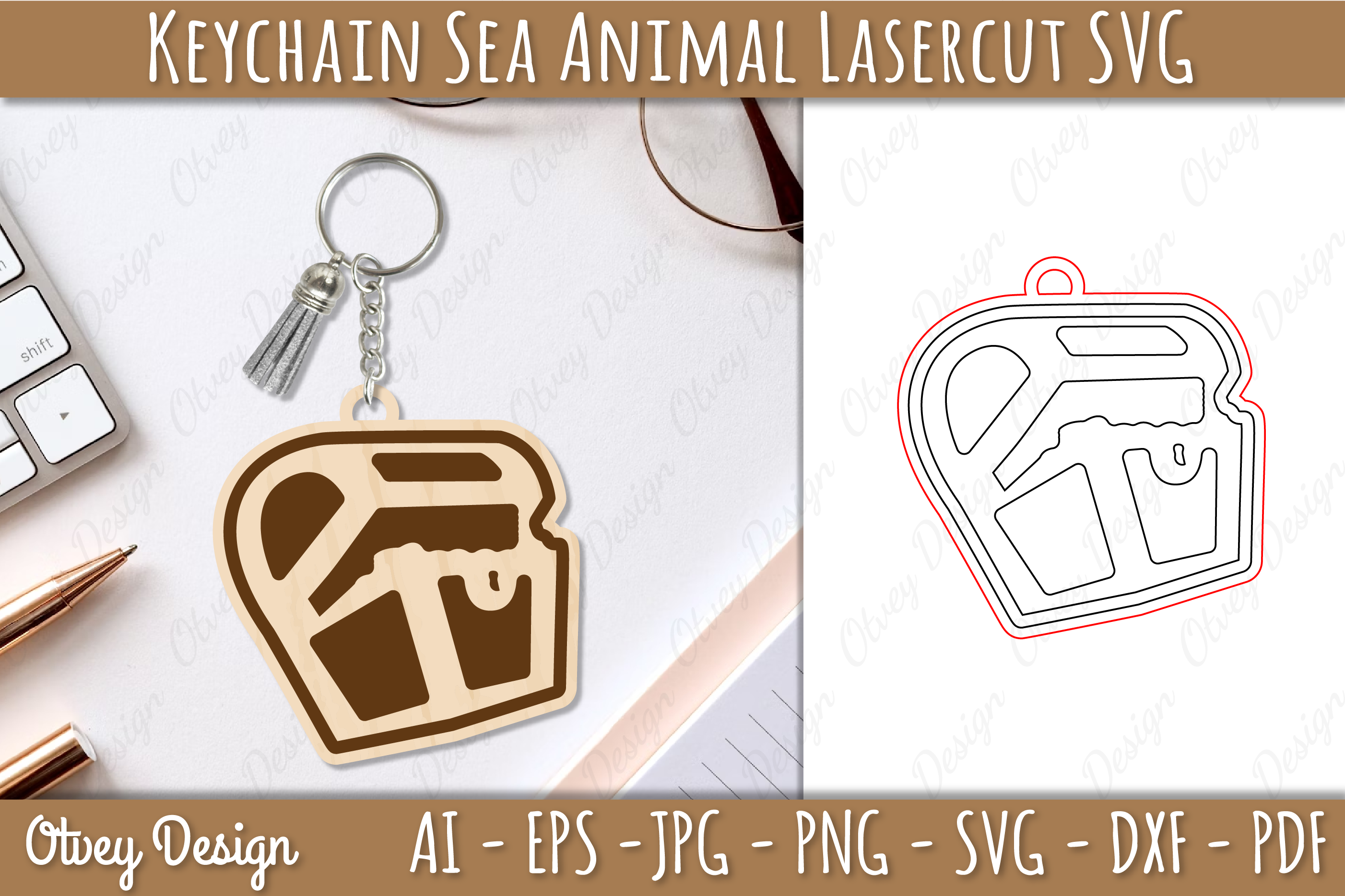 Keychain Sea Animal Lasercut SVG Bundle 2 - CraftNest - Digital Crafting and Art