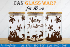 Christmas Santa Sleigh Can Glass 16 OZ SVG Bundle 3 - CraftNest - Digital Crafting and Art