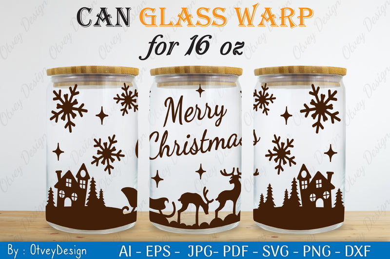 Christmas Santa Sleigh Can Glass 16 OZ SVG Bundle 3 - CraftNest - Digital Crafting and Art