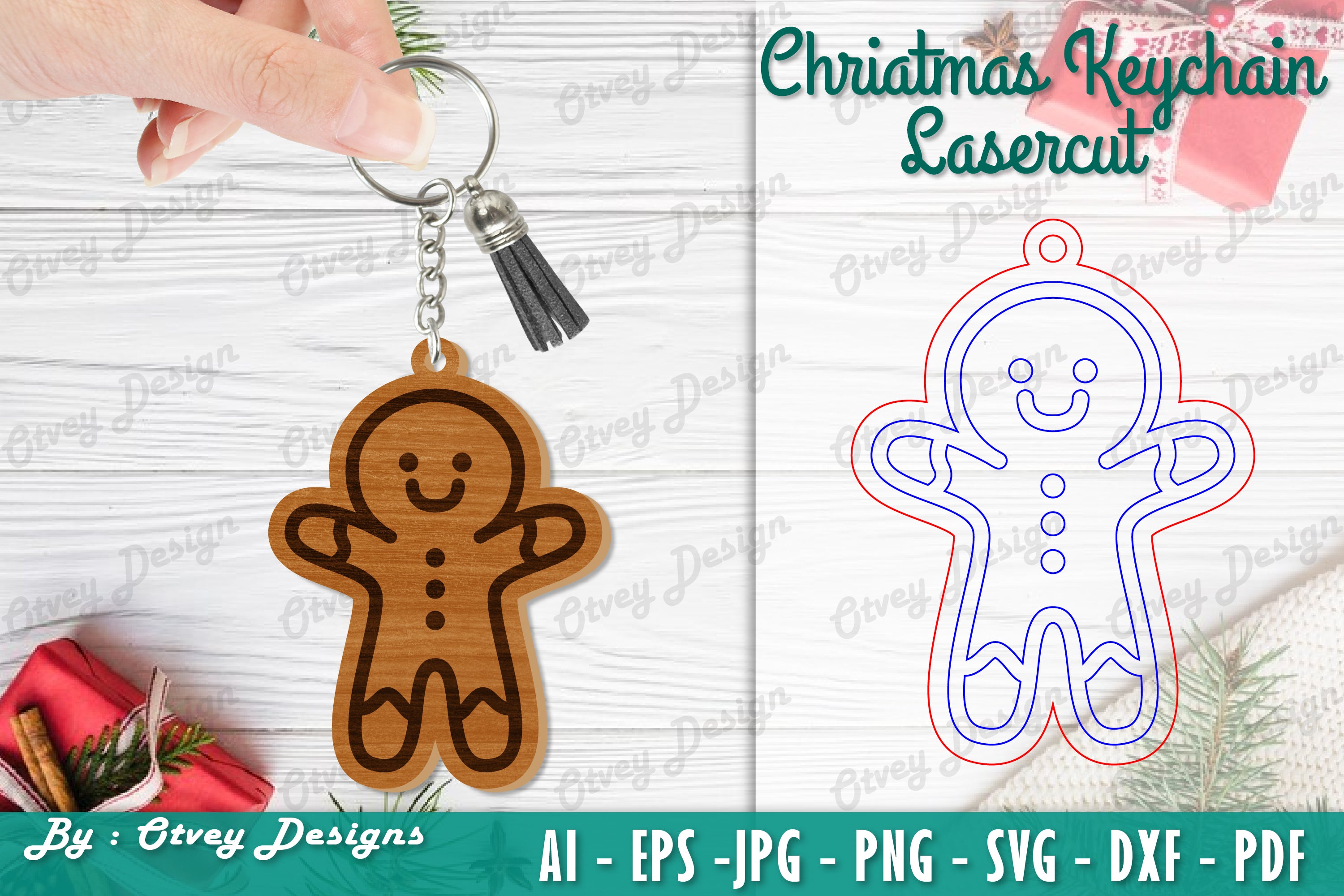 Christmas Keychain Lasercut SVG Bundle