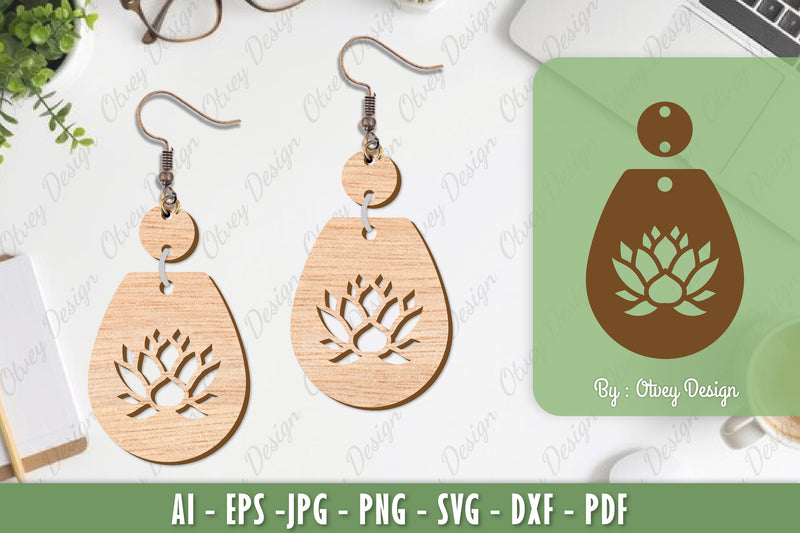 Flower Earrings Laser Cut SVG Bundle 62 - CraftNest - Digital Crafting and Art