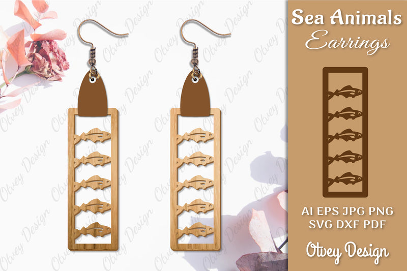 Sea Animals Earrings Laser Cut SVG Bundle 64 - CraftNest - Digital Crafting and Art