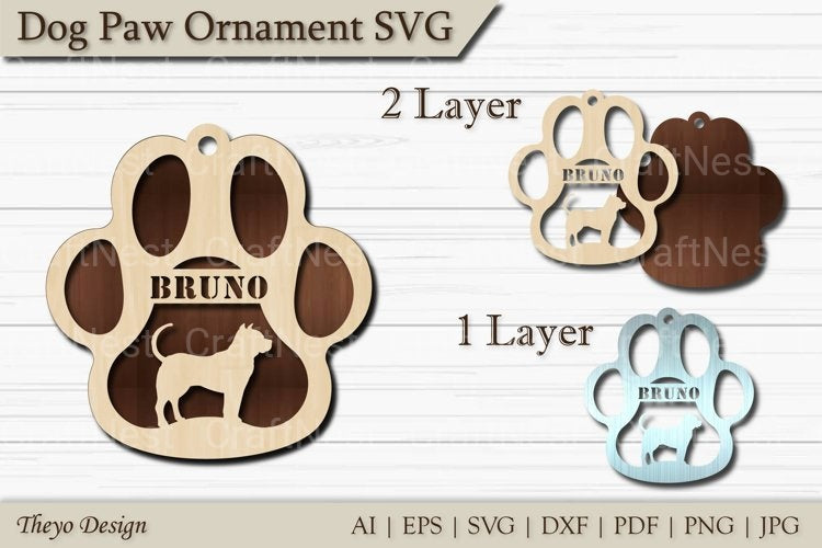 Dog Paw Ornament SVG Bundle