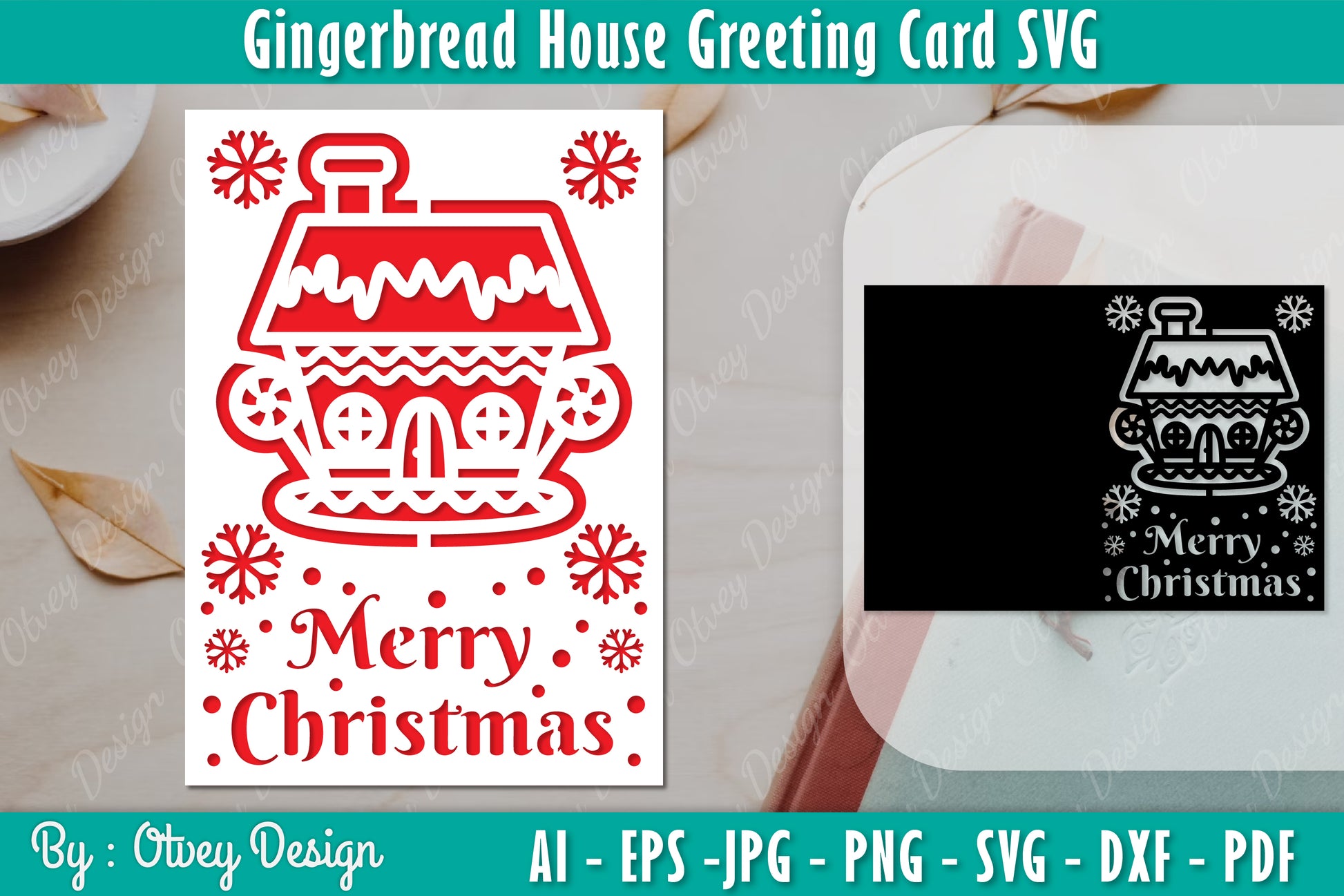 Gingerbread House Greeting Card SVG Bundle 2 - CraftNest - Digital Crafting and Art