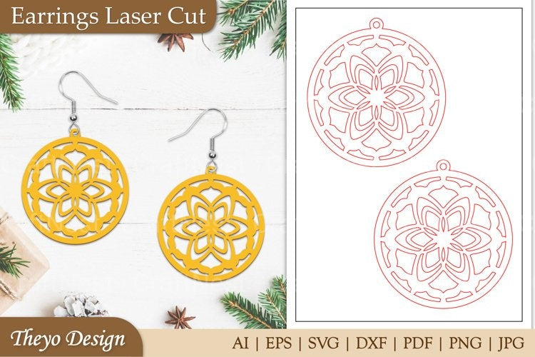 Mandala Lasercut Earrings SVG Bundle