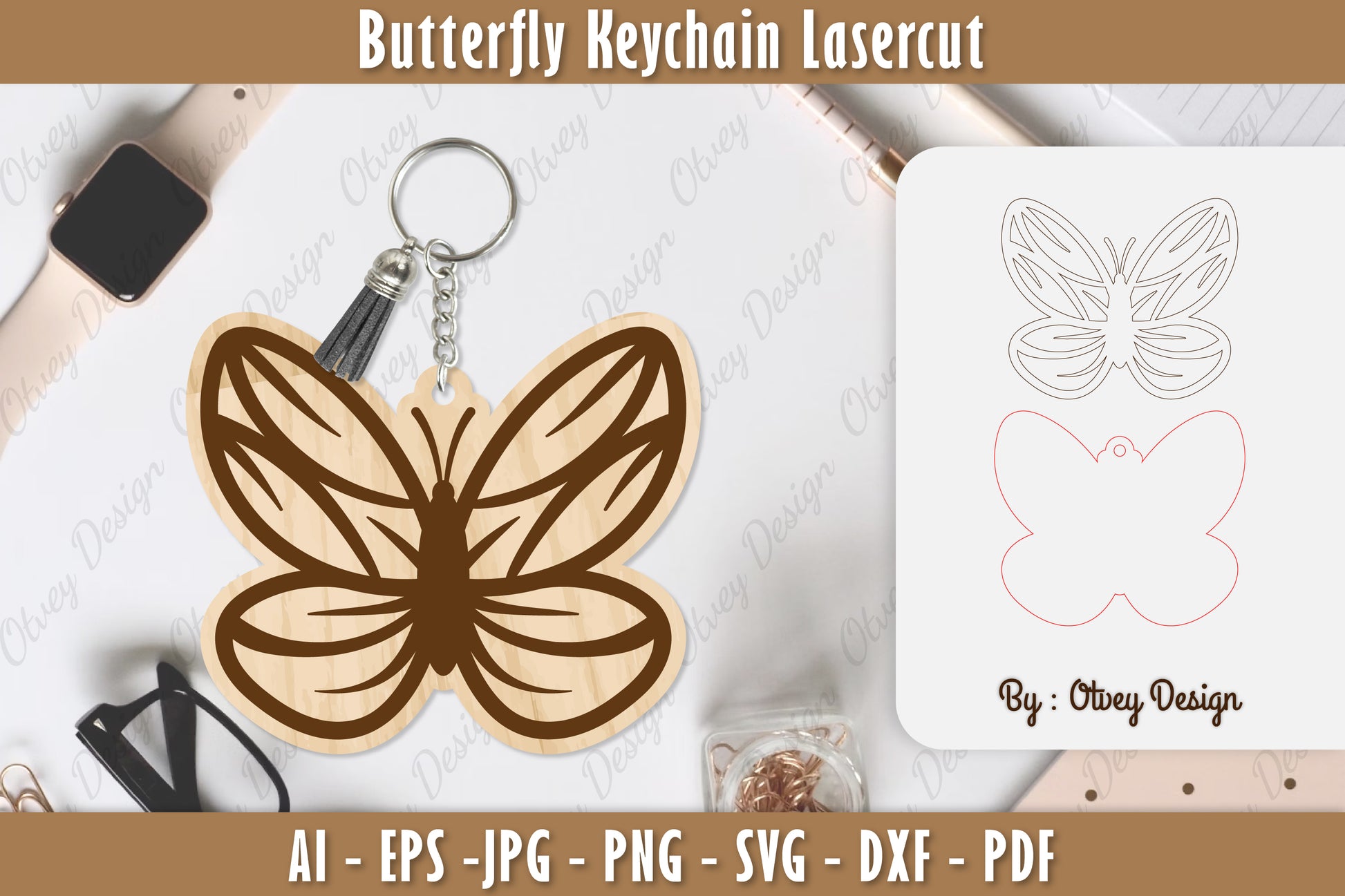 Butterfly Keychain Lasercut SVG Bundle 18 - CraftNest - Digital Crafting and Art