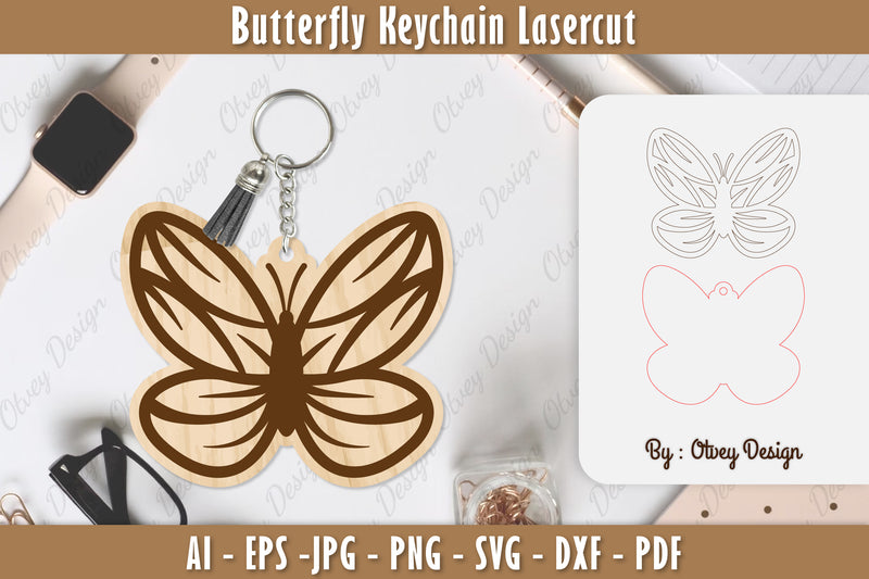 Butterfly Keychain Lasercut SVG Bundle 18 - CraftNest - Digital Crafting and Art