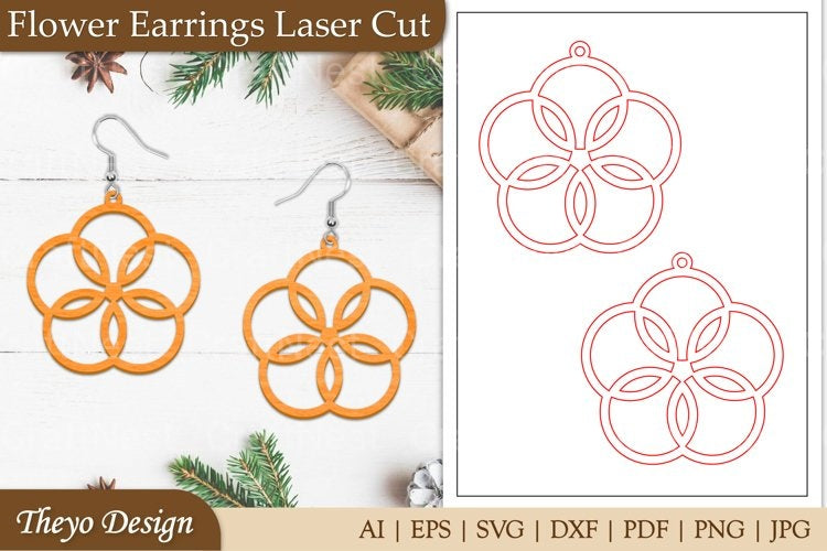 Lasercut Flower Earrings SVG Bundle