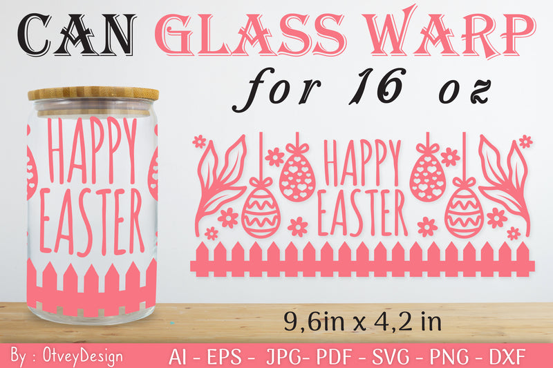 Happy Easter Day 16oz Can Glass Wrap SVG Bundle 2 - CraftNest - Digital Crafting and Art