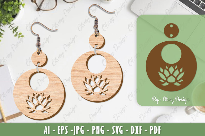 Flower Earrings Laser Cut SVG Bundle 32 - CraftNest - Digital Crafting and Art
