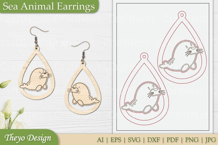 Sea Animal Earrings SVG Bundle