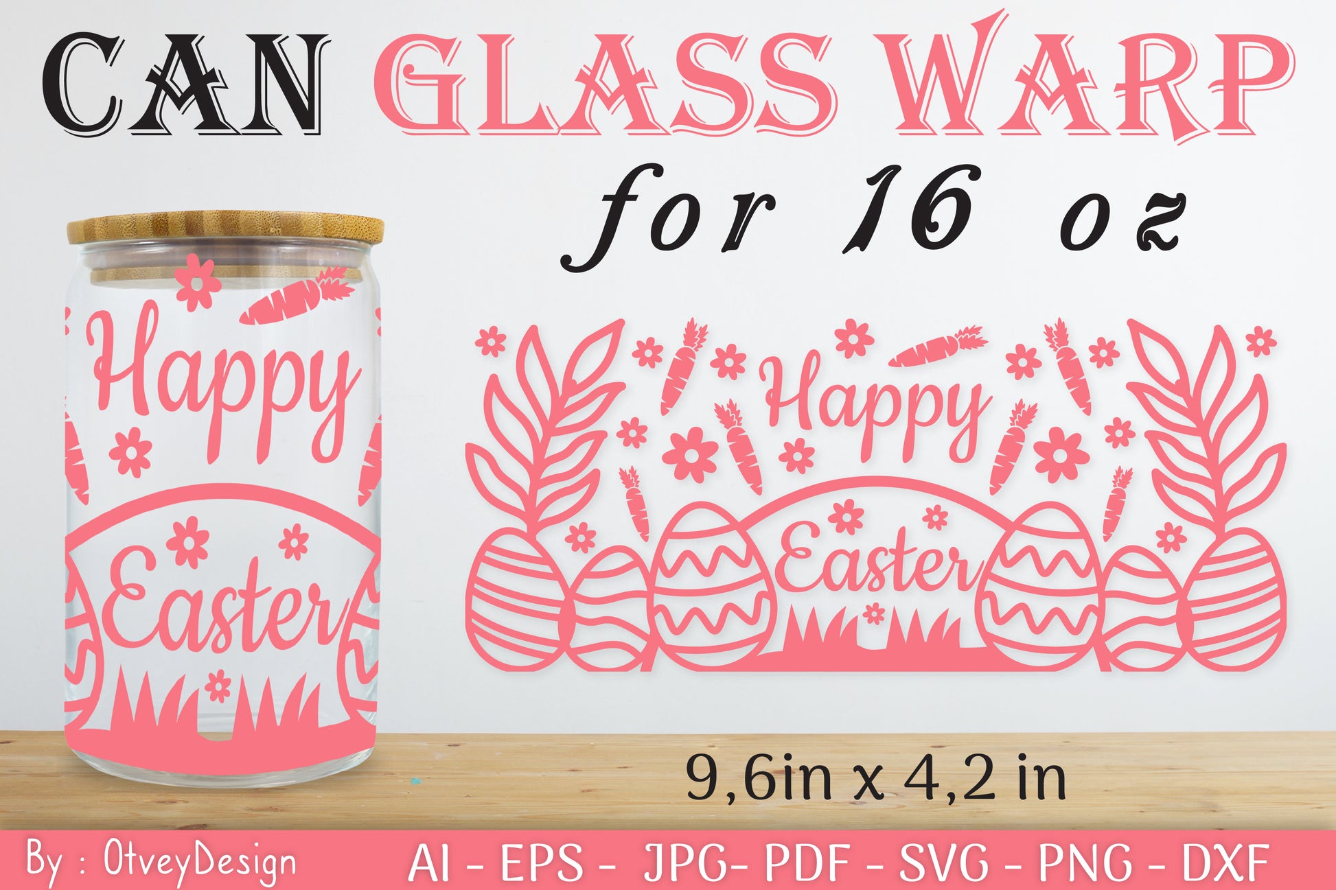 Happy Easter Day 16oz Can Glass Wrap SVG Bundle 3 - CraftNest - Digital Crafting and Art