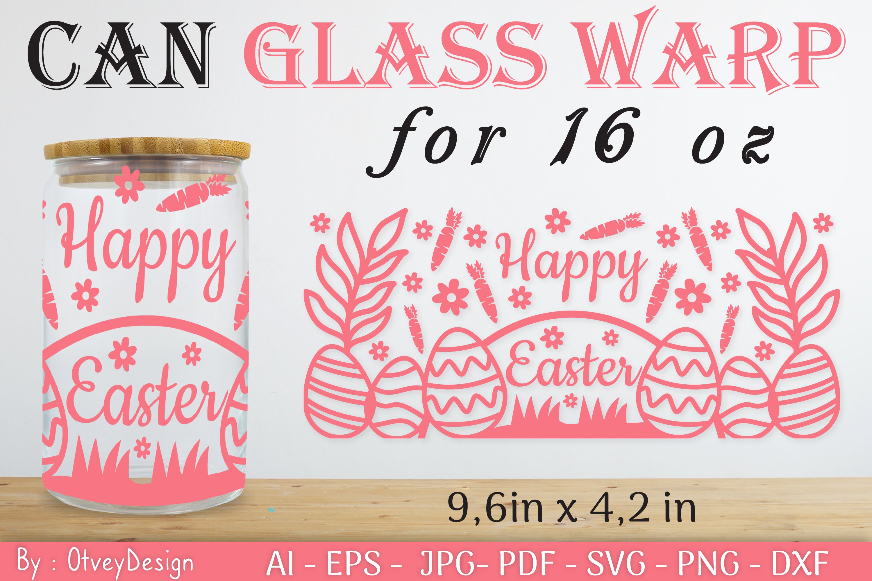 Happy Easter Day 16oz Can Glass Wrap SVG Bundle 3 - CraftNest - Digital Crafting and Art