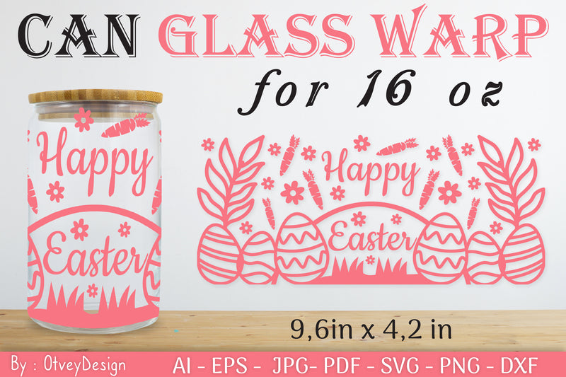 Happy Easter Day 16oz Can Glass Wrap SVG Bundle 3 - CraftNest - Digital Crafting and Art