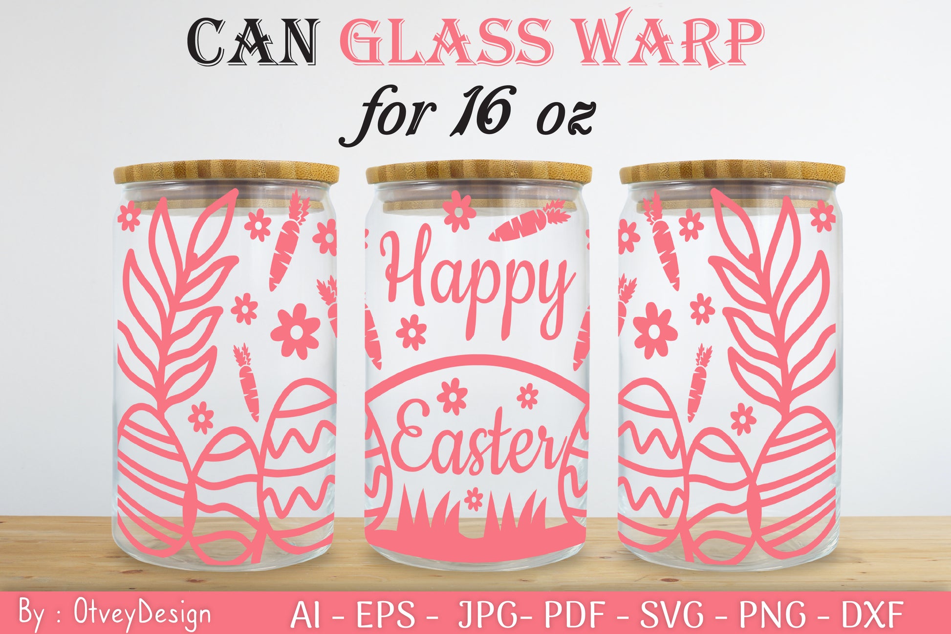 Happy Easter Day 16oz Can Glass Wrap SVG Bundle 3 - CraftNest - Digital Crafting and Art