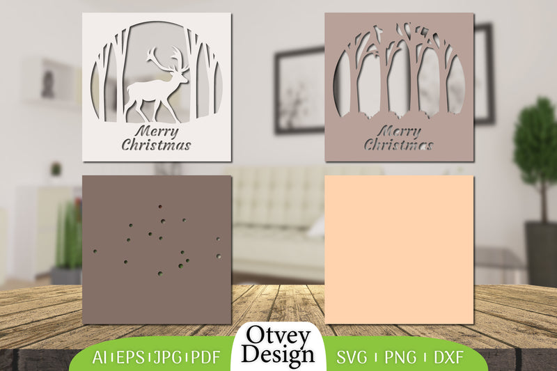 Merry Christmas Deer 3D Shadow Box Papercut SVG Bundle 3 - CraftNest - Digital Crafting and Art