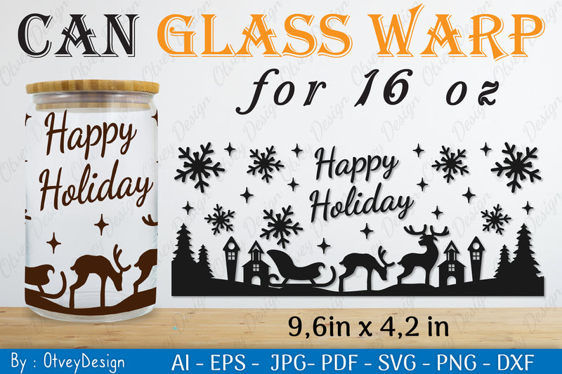 Christmas Santa Sleigh Can Glass 16 OZ SVG Bundle 4 - CraftNest - Digital Crafting and Art