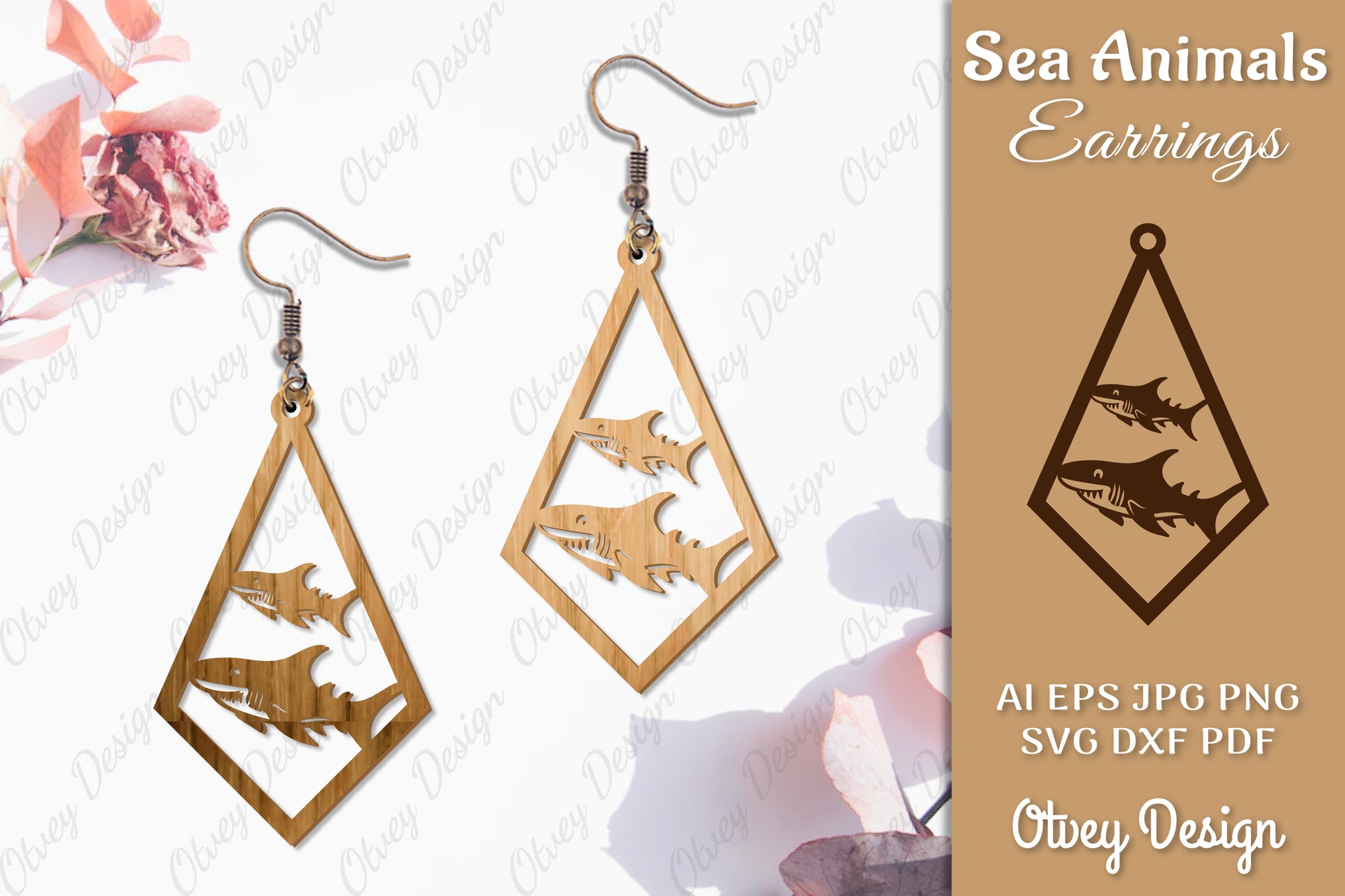 Sea Animals Earrings Laser Cut SVG Bundle 34 - CraftNest - Digital Crafting and Art