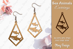 Sea Animals Earrings Laser Cut SVG Bundle 34 - CraftNest - Digital Crafting and Art